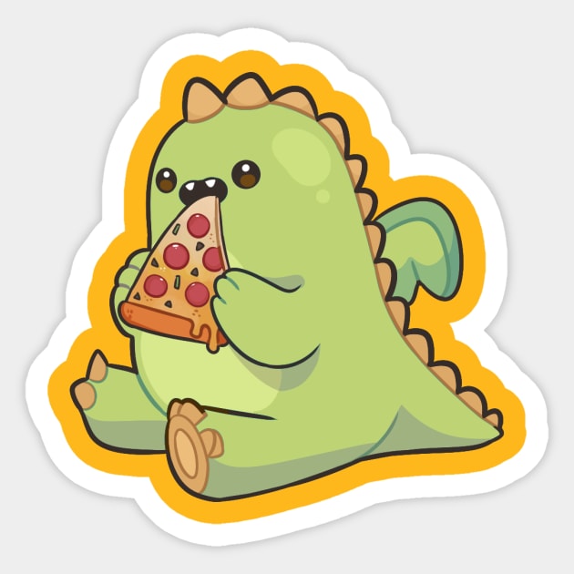 Dragon nom pizza Sticker by rojakdesigns